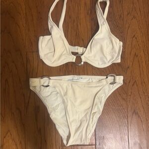 Robin Piccone Ivory Bikini with Silver Ring Detail